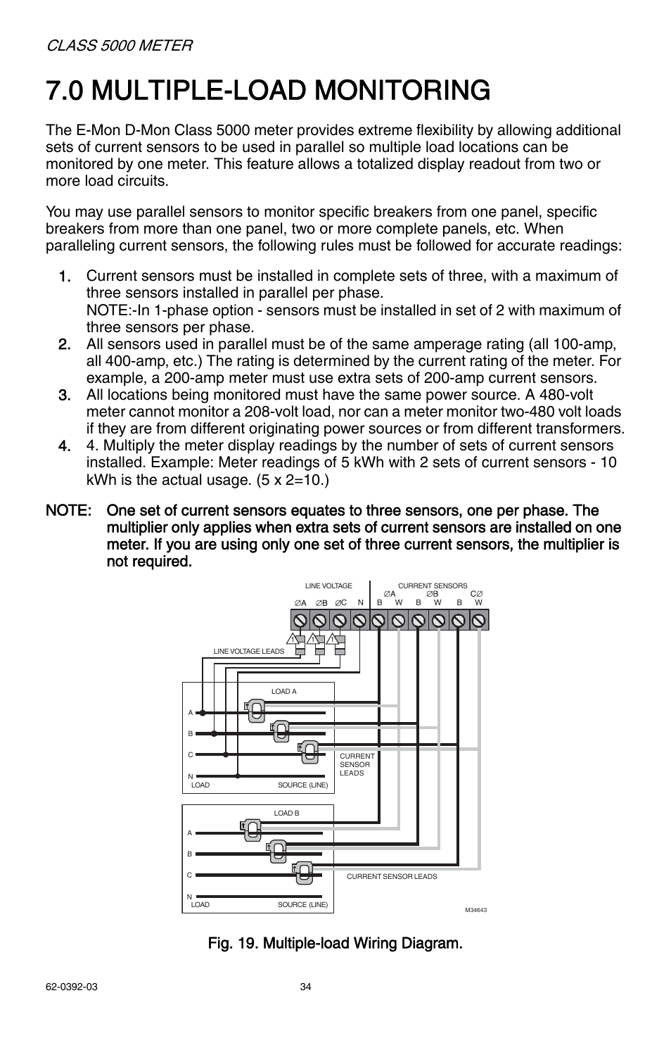 0 multiple-load monitoring, Class 5000 meter | E-Mon E50-6003200R*KIT User Manual | Page 34 / 64