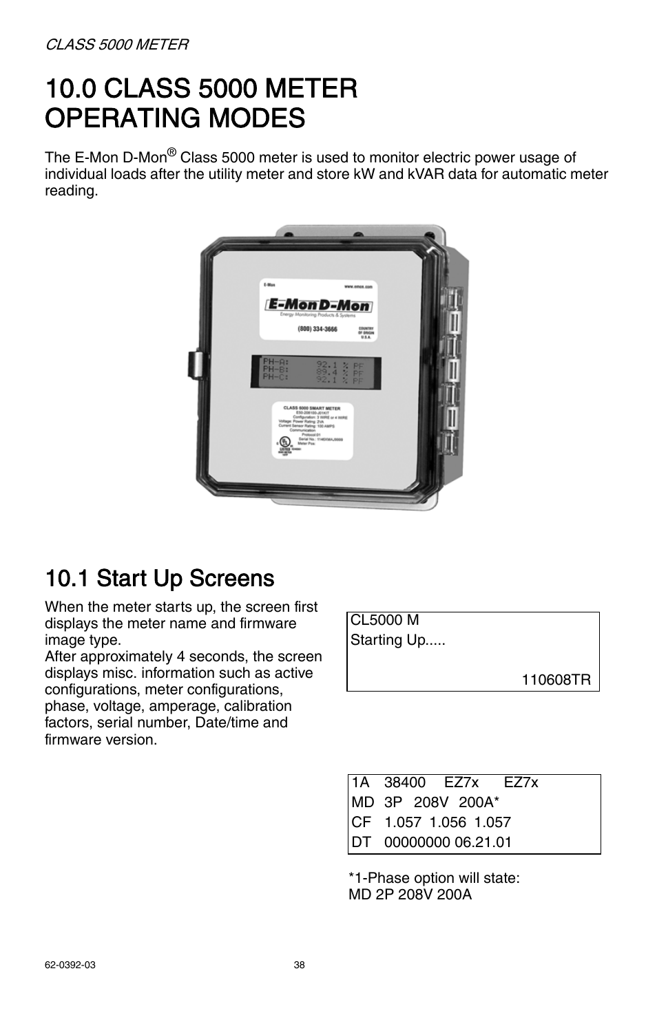 1 start up screens | E-Mon E50-6003200R*KIT User Manual | Page 38 / 64