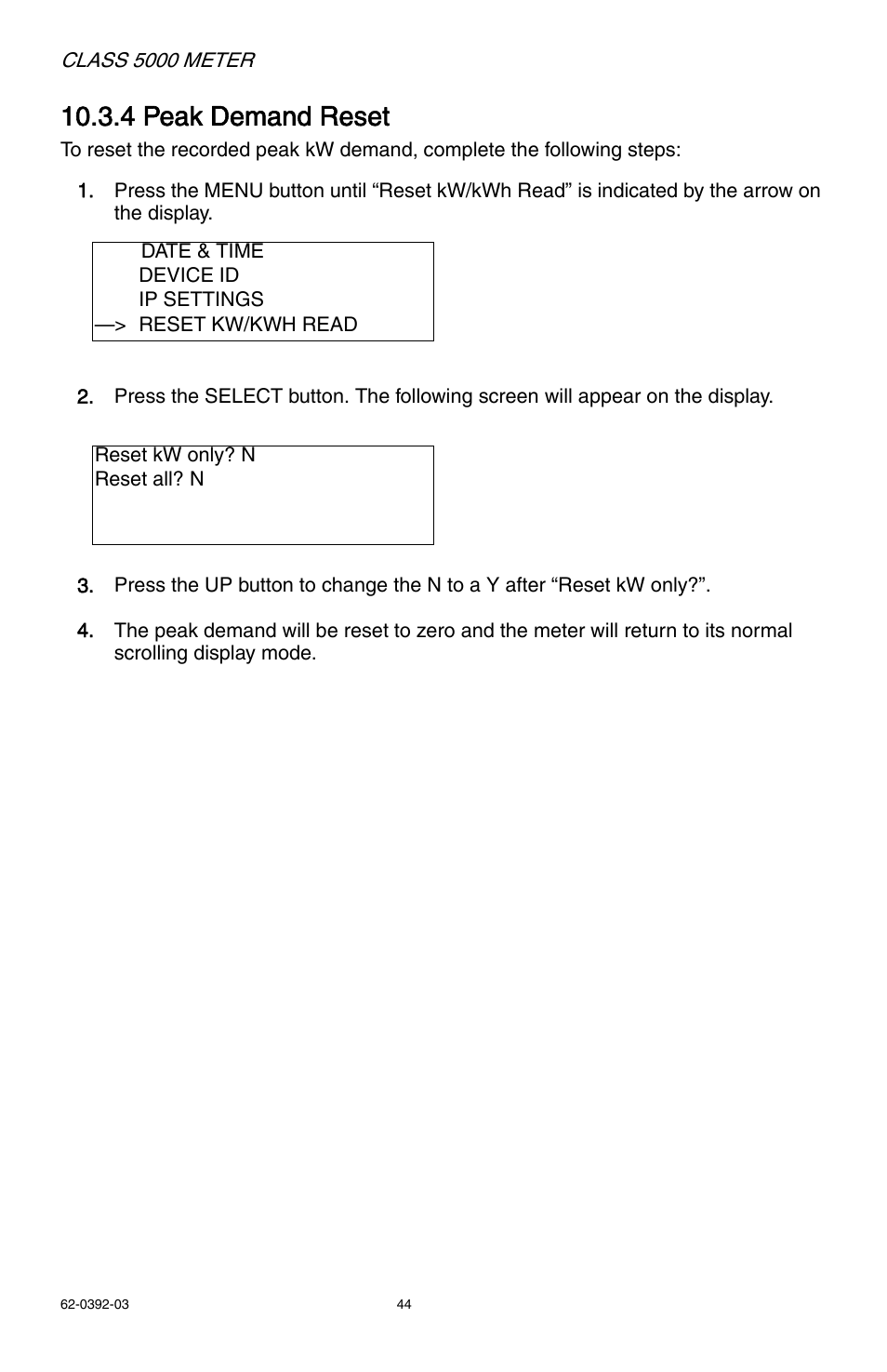 4 peak demand reset | E-Mon E50-6003200R*KIT User Manual | Page 44 / 64