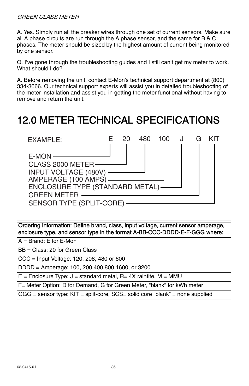 0 meter technical specifications | E-Mon E20-6003200J-G-KIT User Manual | Page 36 / 40