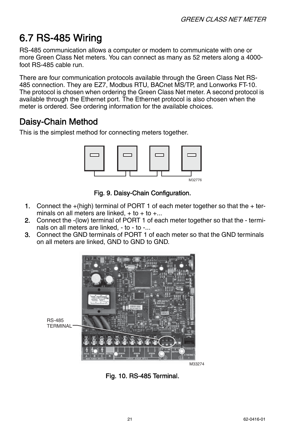 7 rs-485 wiring, Daisy-chain method | E-Mon E50-6003200J*-N-KIT User Manual | Page 21 / 48