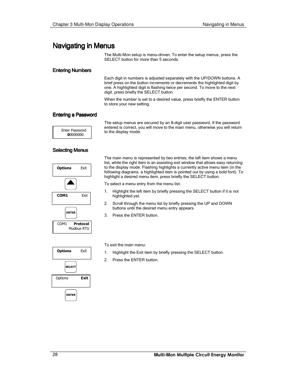Navigating in menus | E-Mon E-MM-RTU-D-N User Manual | Page 28 / 72