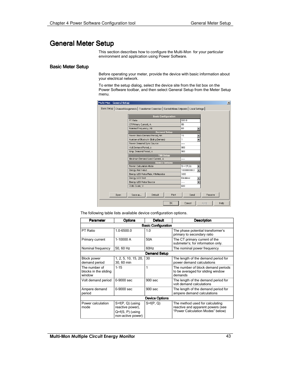 General meter setup, Basic meter setup | E-Mon E-MM-RTU-D-N User Manual | Page 43 / 72