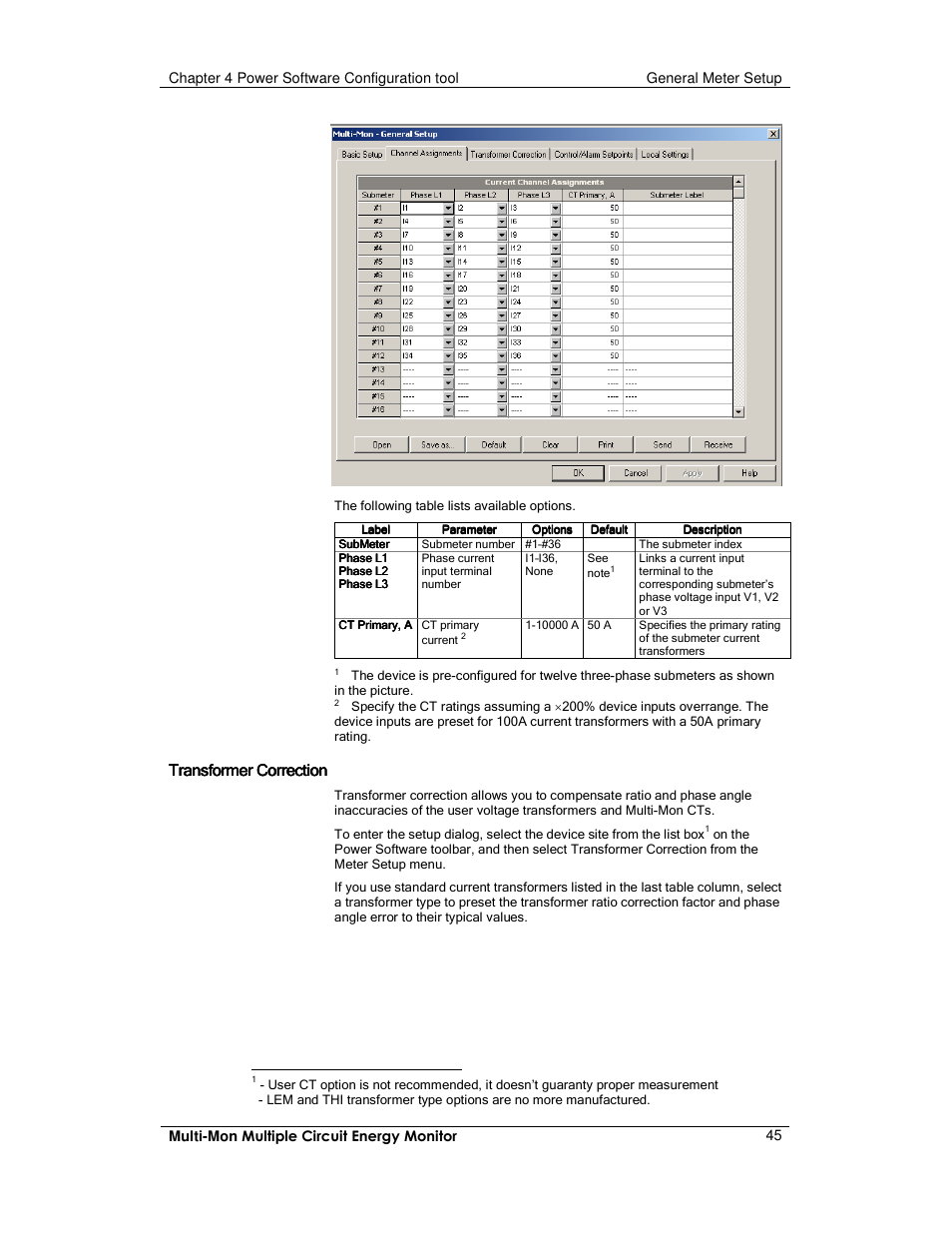 Transformer correction | E-Mon E-MM-RTU-D-N User Manual | Page 45 / 72