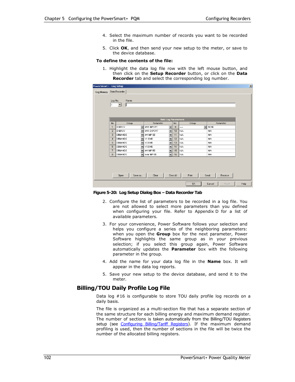 Billing/tou daily profile log file | E-Mon E-PS-E-RTU-N User Manual | Page 102 / 160