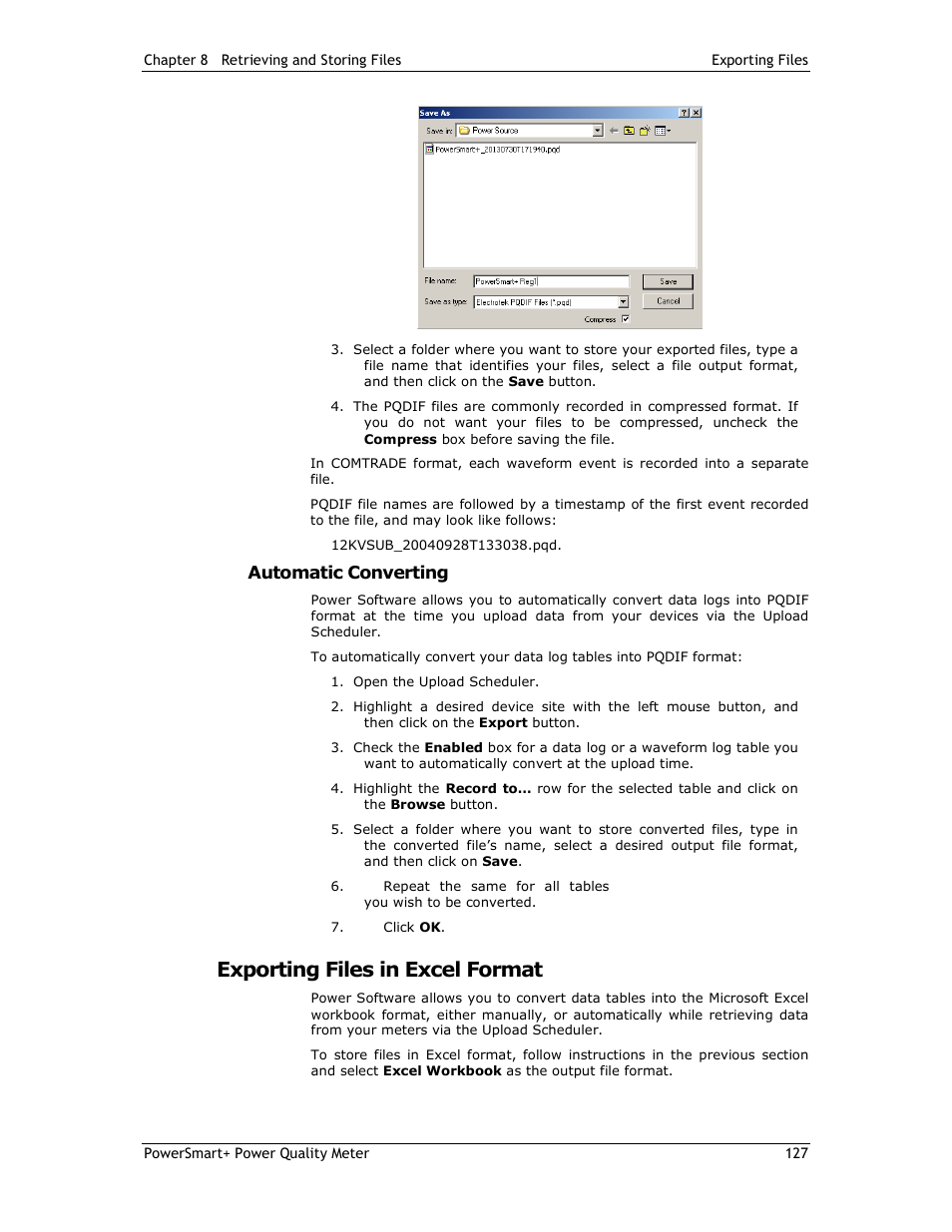 Exporting files in excel format | E-Mon E-PS-E-RTU-N User Manual | Page 127 / 160