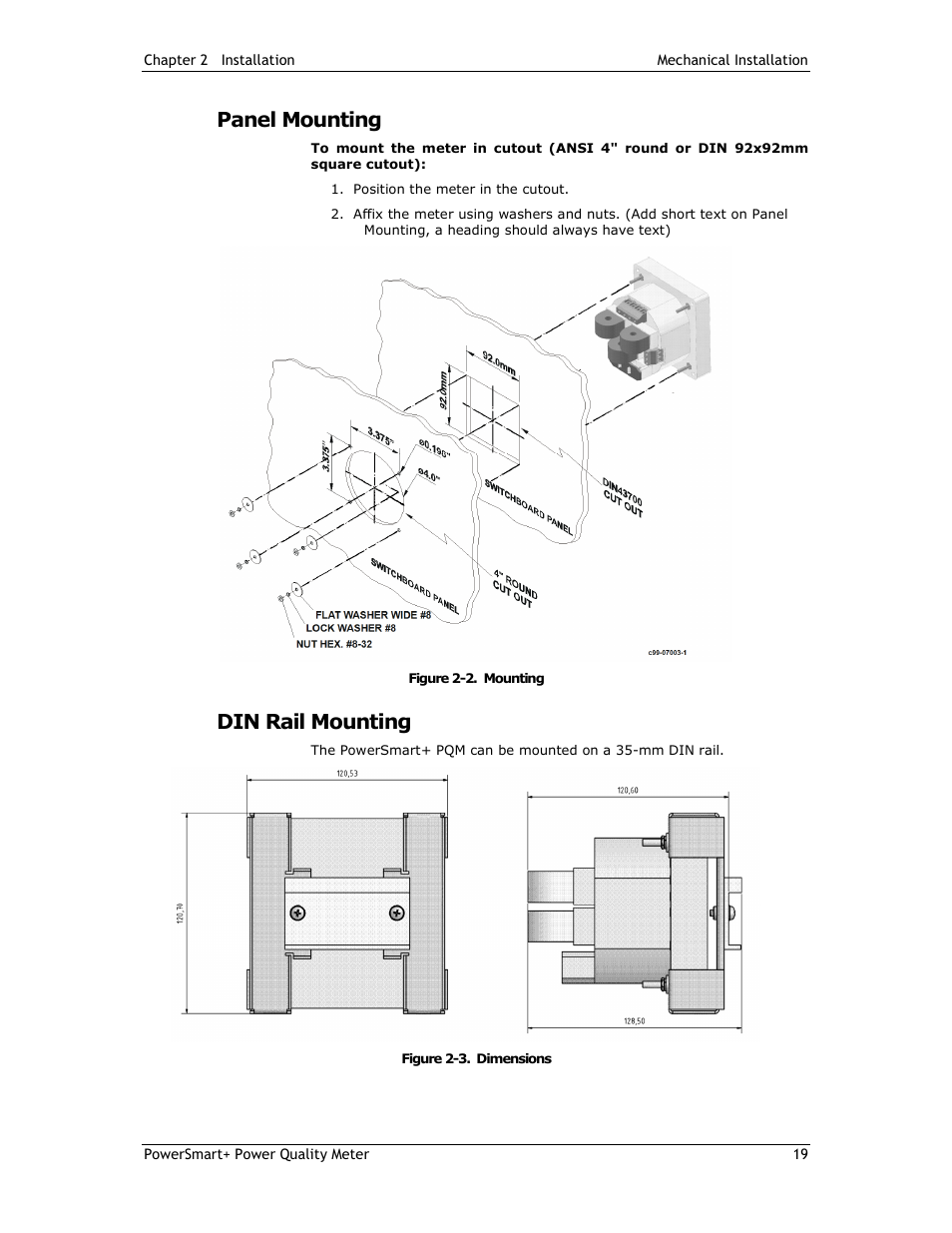 Panel mounting, Din rail mounting | E-Mon E-PS-E-RTU-N User Manual | Page 19 / 160