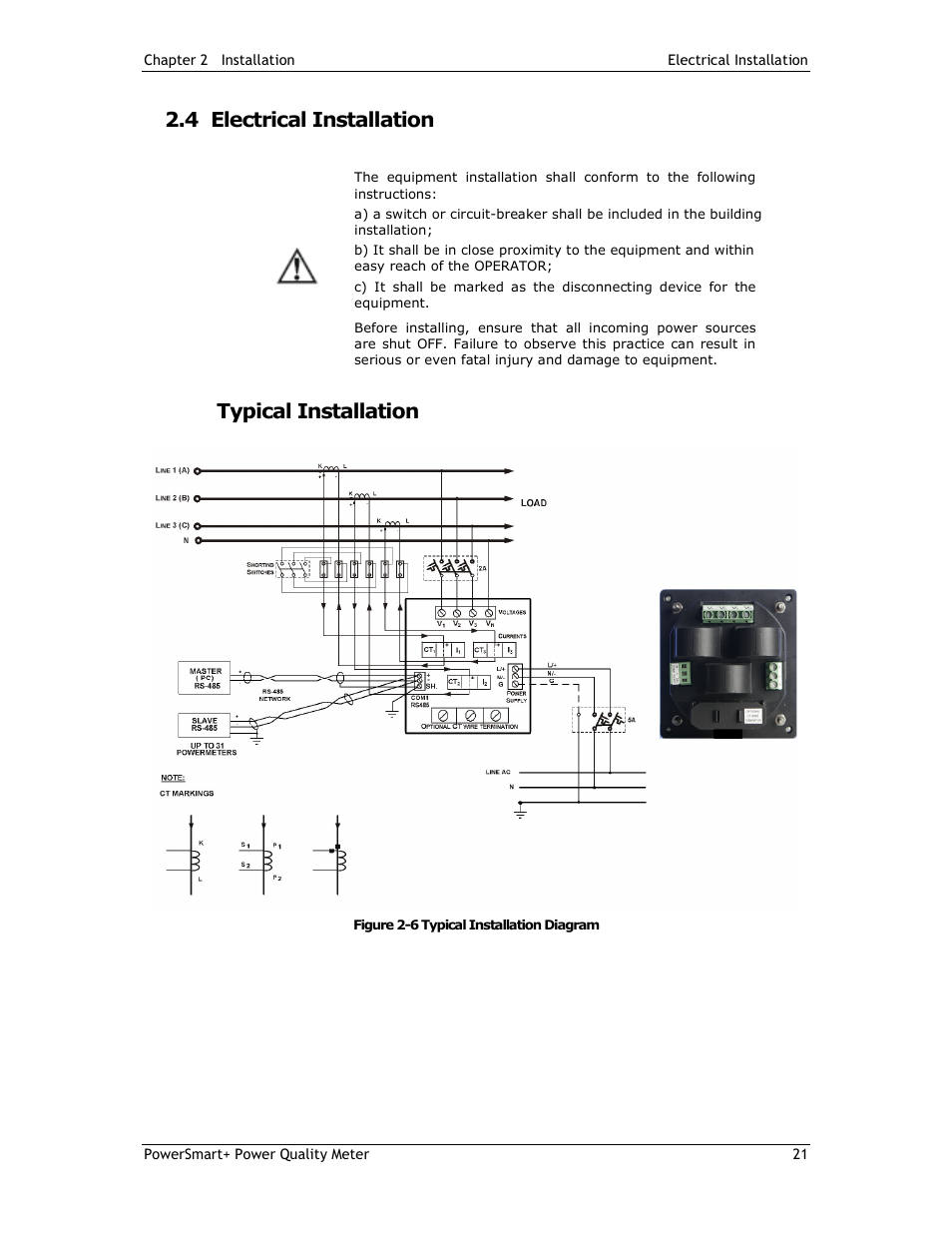 4 electrical installation, Typical installation | E-Mon E-PS-E-RTU-N User Manual | Page 21 / 160