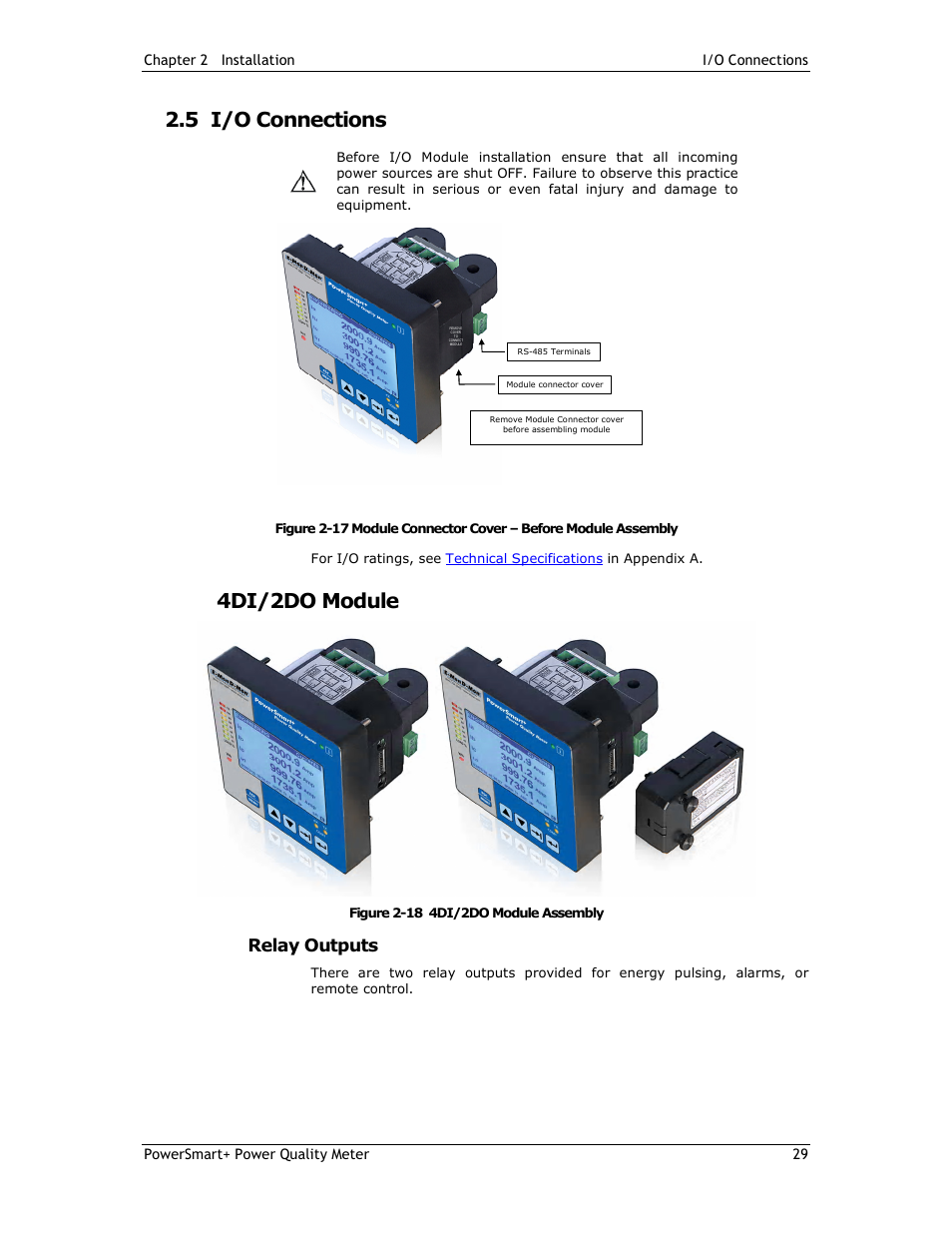 5 i/o connections, 4di/2do module, Relay outputs | E-Mon E-PS-E-RTU-N User Manual | Page 29 / 160