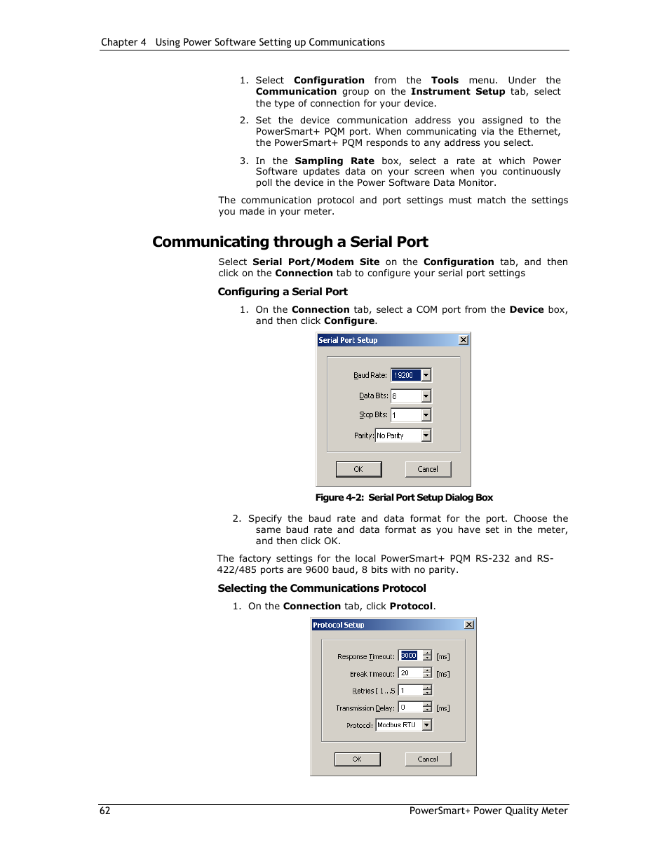 Communicating through a serial port | E-Mon E-PS-E-RTU-N User Manual | Page 62 / 160