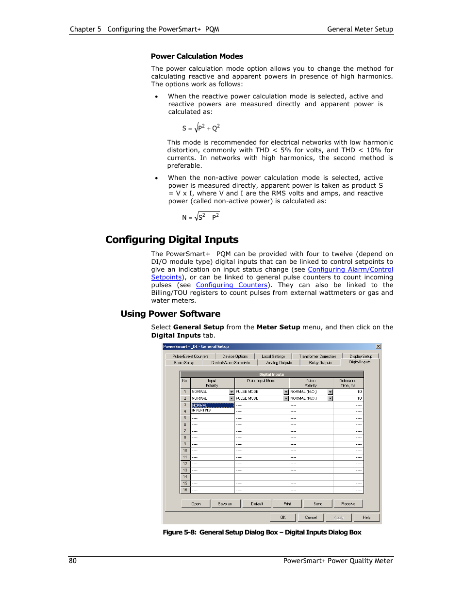 Configuring digital inputs, Using power software | E-Mon E-PS-E-RTU-N User Manual | Page 80 / 160