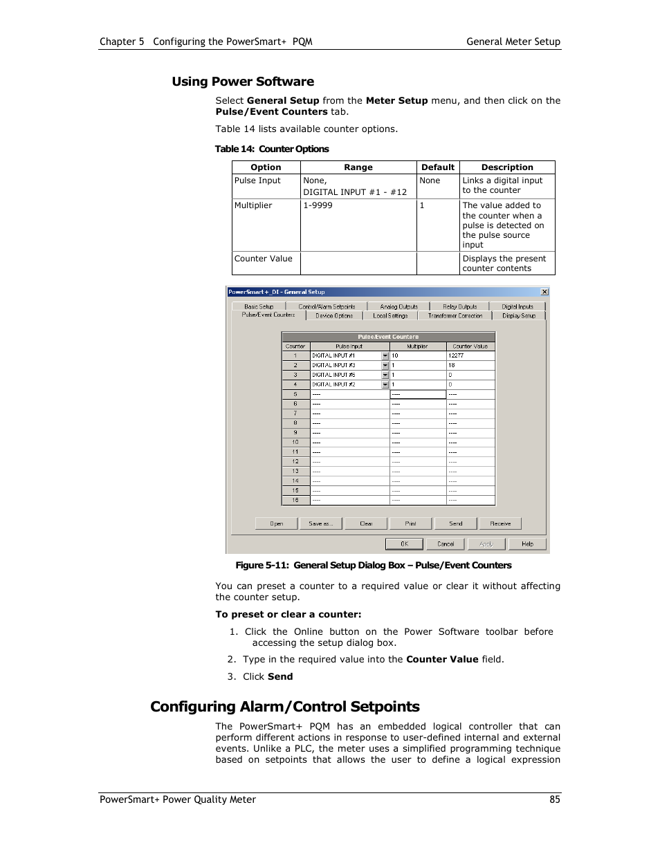 Configuring alarm/control setpoints, Using power software | E-Mon E-PS-E-RTU-N User Manual | Page 85 / 160
