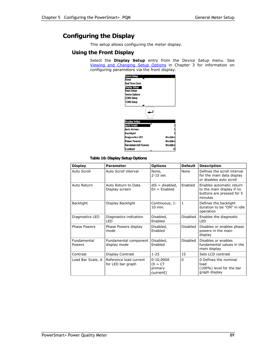 Configuring the display, Using the front display | E-Mon E-PS-E-RTU-N User Manual | Page 89 / 160