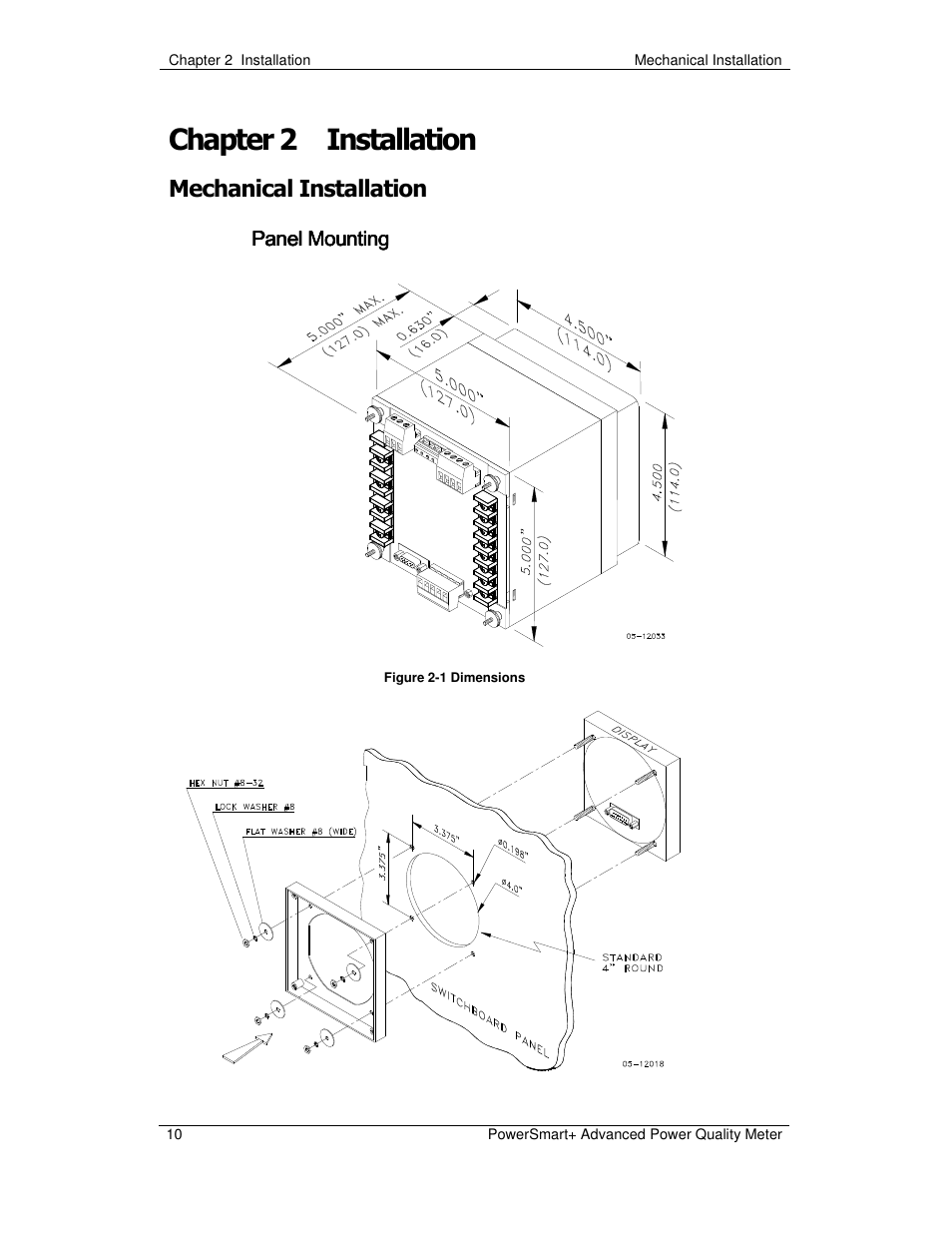 Chapter 2 installation, Mechanical installation, Panel mounting | E-Mon E-PS-A-RTU-N User Manual | Page 10 / 151