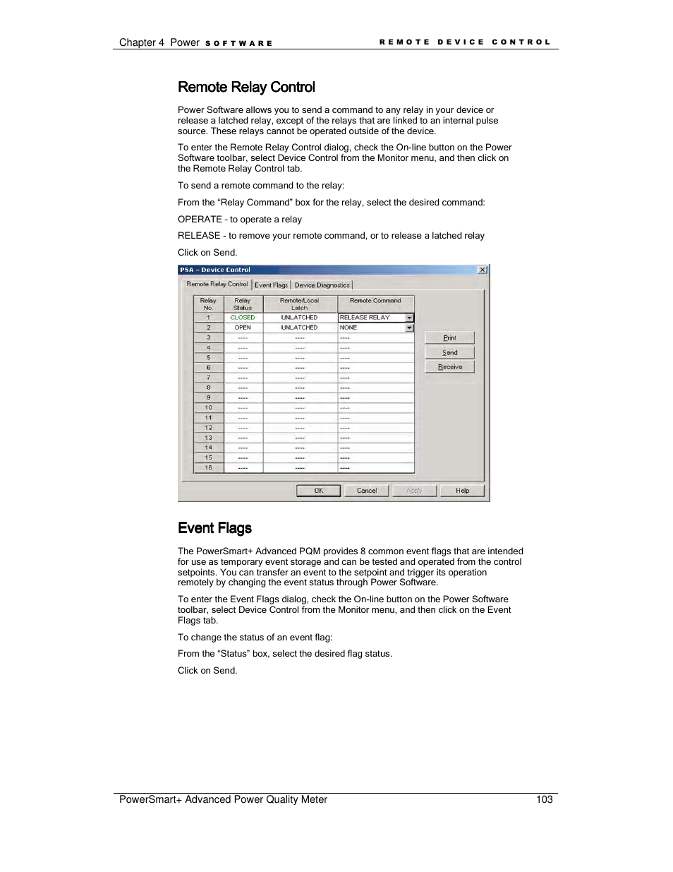 Remote relay control, Event flags | E-Mon E-PS-A-RTU-N User Manual | Page 103 / 151