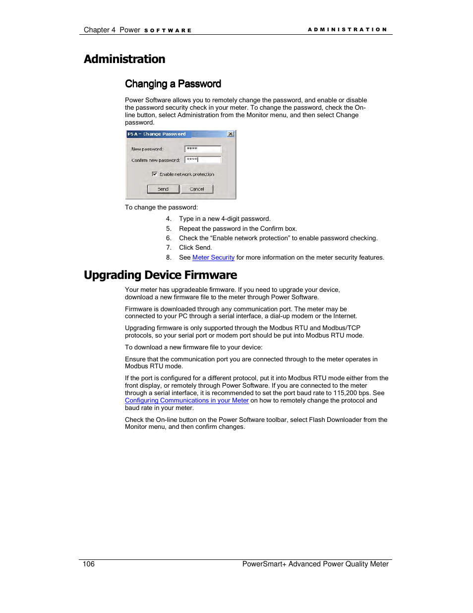 Administration, Upgrading device firmware, Changing a | E-Mon E-PS-A-RTU-N User Manual | Page 106 / 151