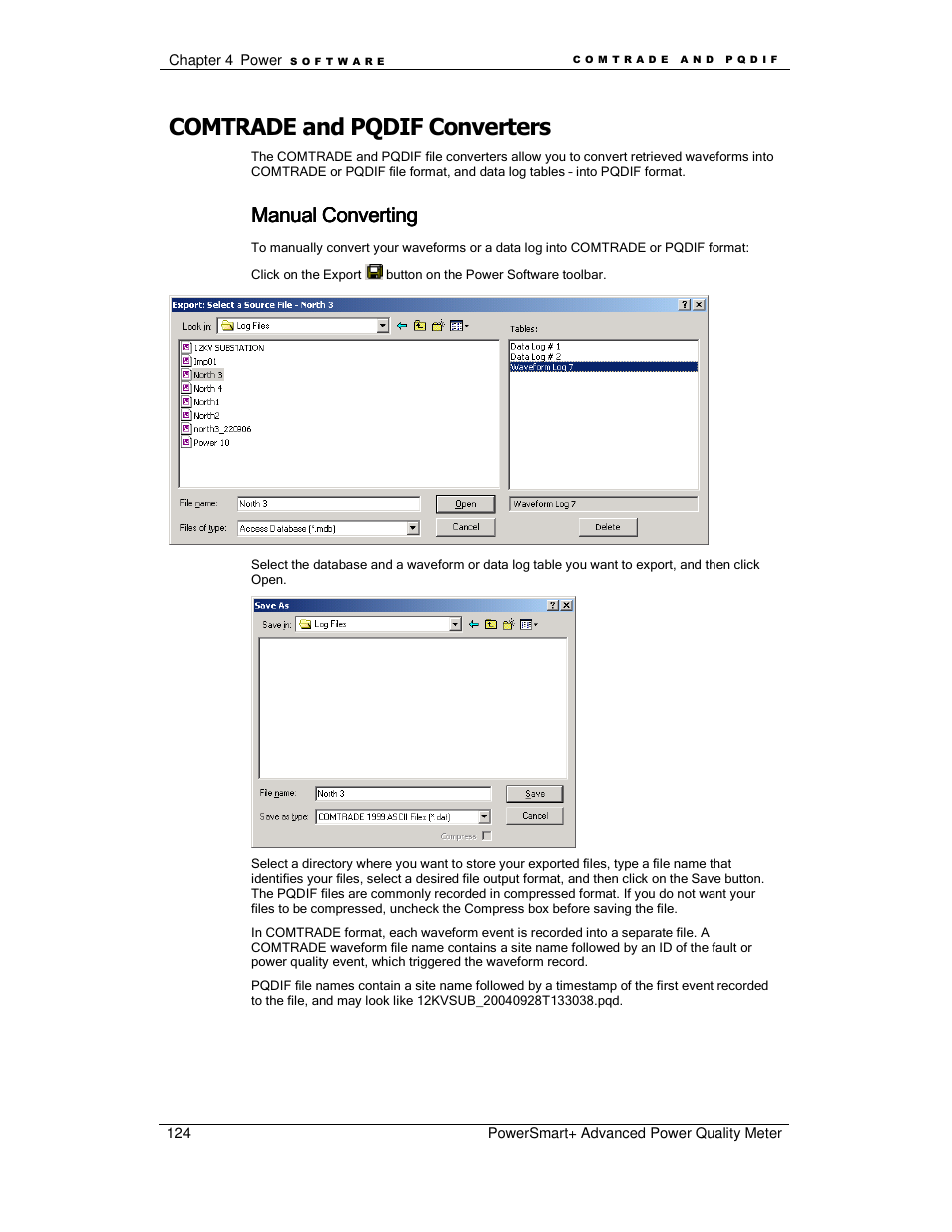 Comtrade and pqdif converters, Manual converting | E-Mon E-PS-A-RTU-N User Manual | Page 124 / 151