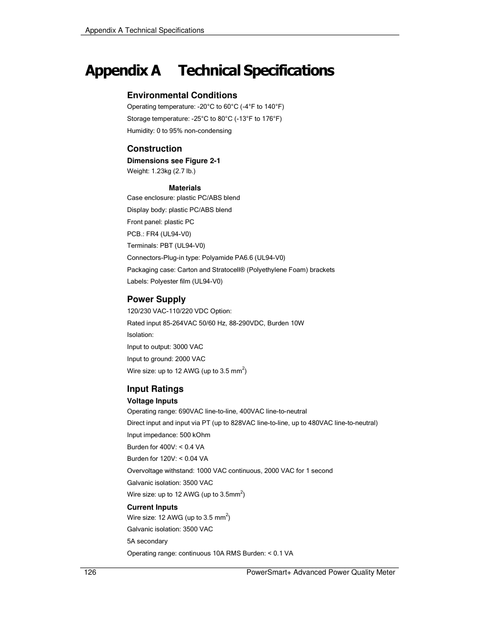 Appendix a technical specifications | E-Mon E-PS-A-RTU-N User Manual | Page 126 / 151