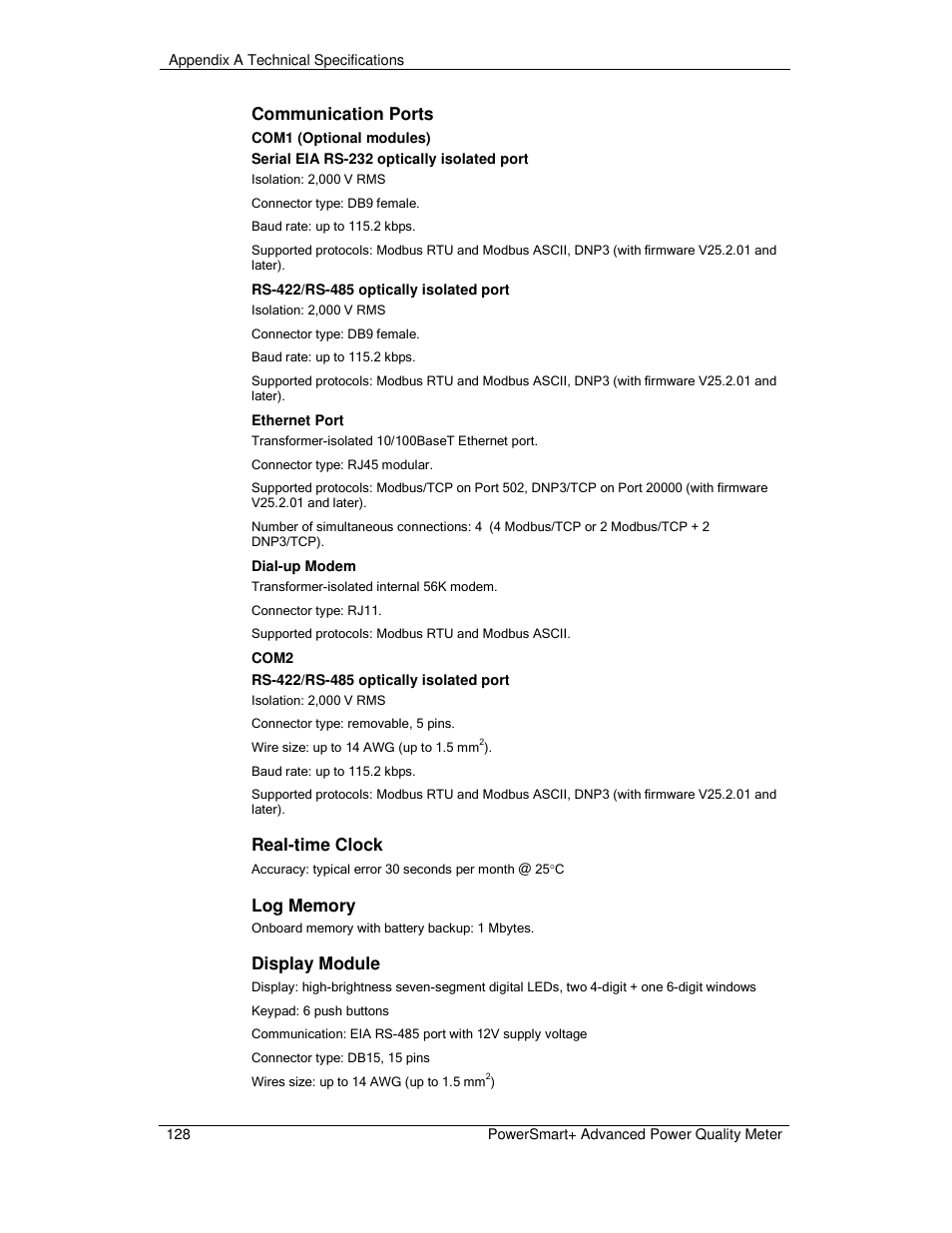 Communication ports, Real-time clock, Display module | E-Mon E-PS-A-RTU-N User Manual | Page 128 / 151