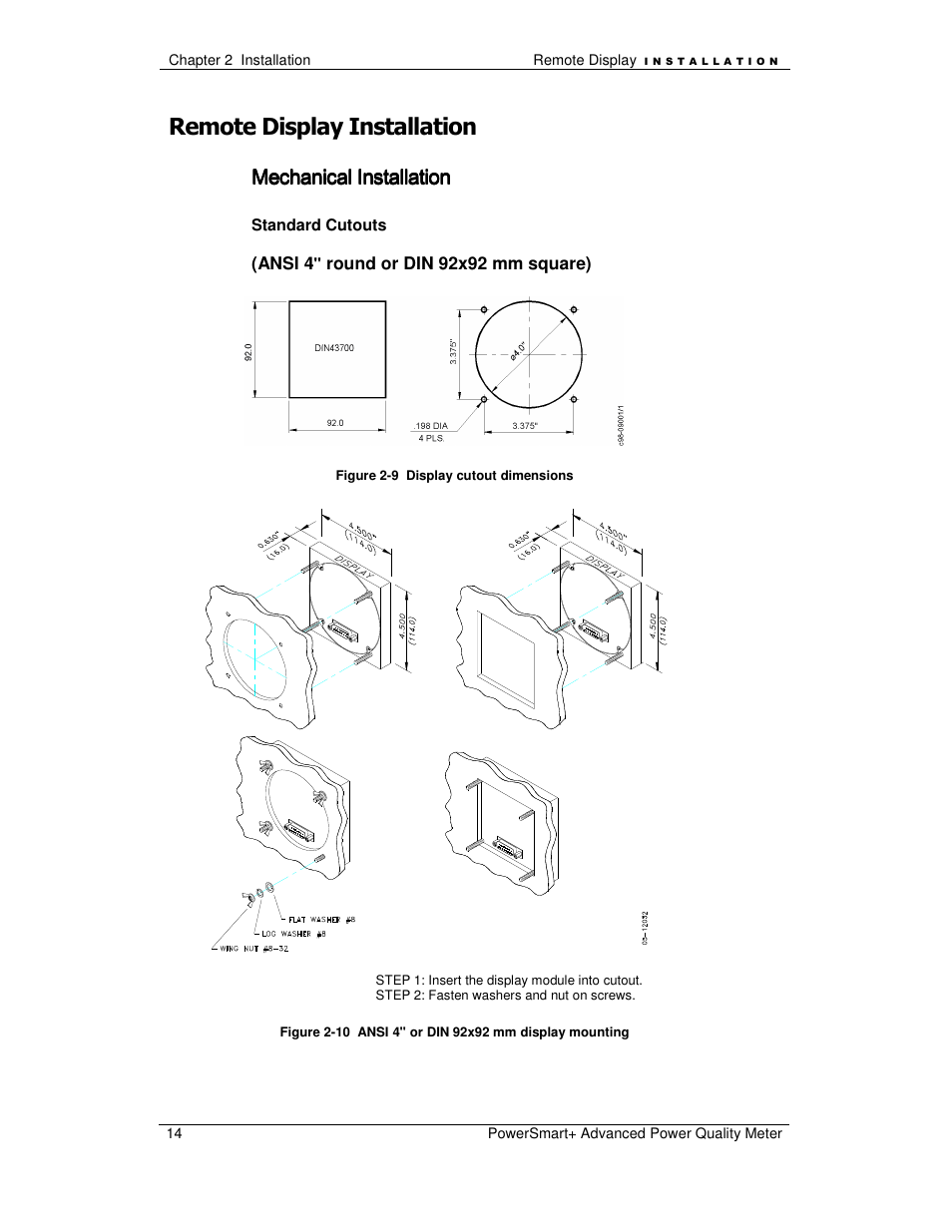 Remote display installation, Mechanical installation | E-Mon E-PS-A-RTU-N User Manual | Page 14 / 151