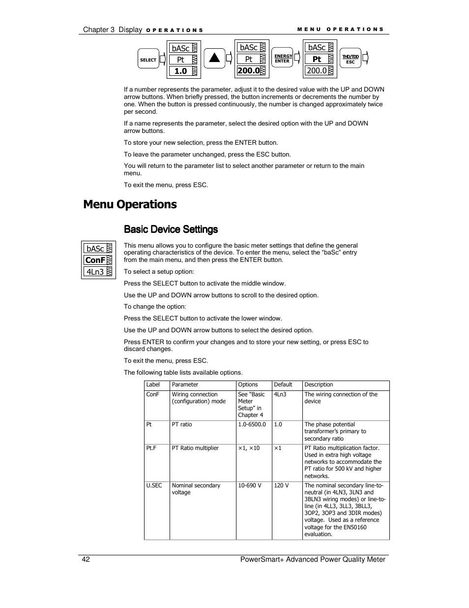 Menu operations, Basic device settings | E-Mon E-PS-A-RTU-N User Manual | Page 42 / 151