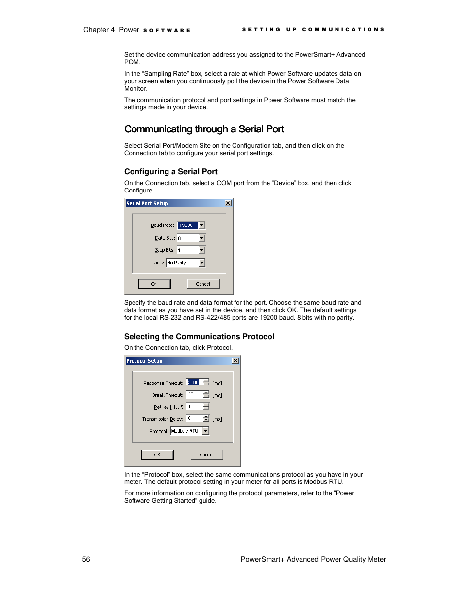 Communicating through a serial port | E-Mon E-PS-A-RTU-N User Manual | Page 56 / 151