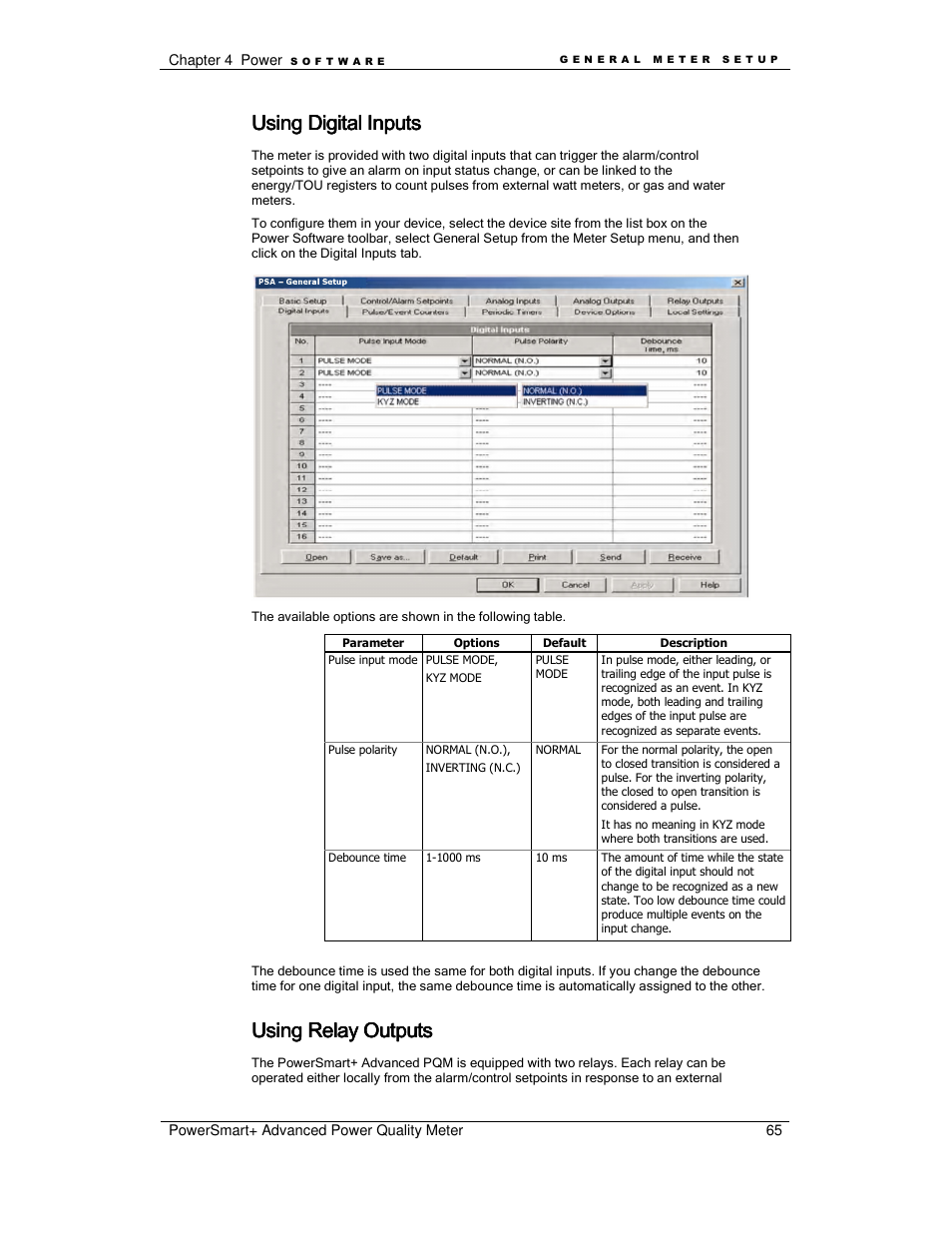 Using digital inputs, Using relay outputs | E-Mon E-PS-A-RTU-N User Manual | Page 65 / 151