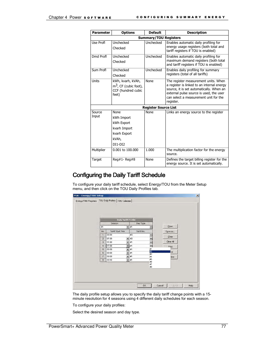 Configuring the daily tariff schedule | E-Mon E-PS-A-RTU-N User Manual | Page 77 / 151