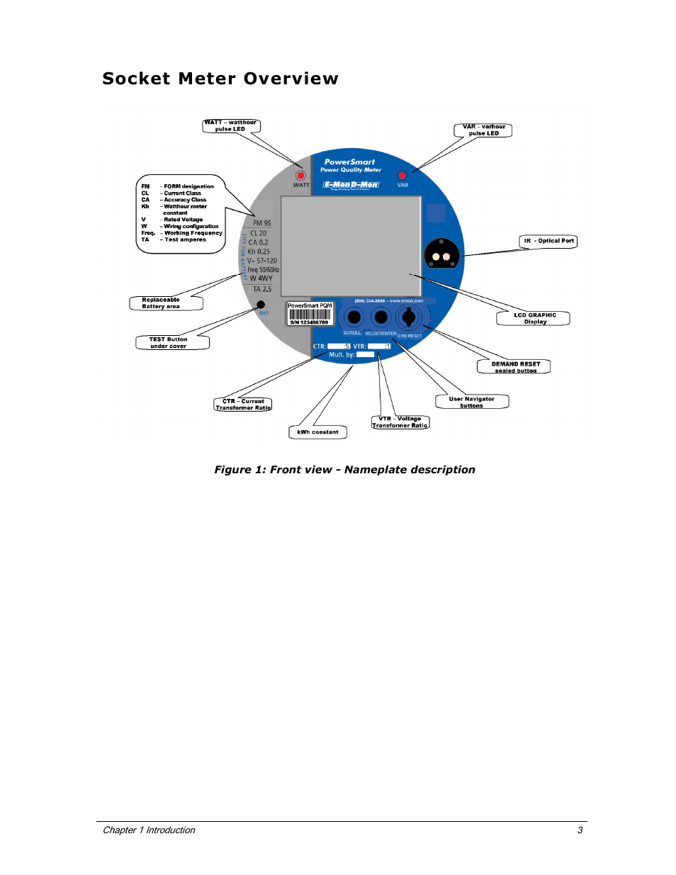 Socket meter overview | E-Mon E-PS-S-HV-RTU User Manual | Page 9 / 40