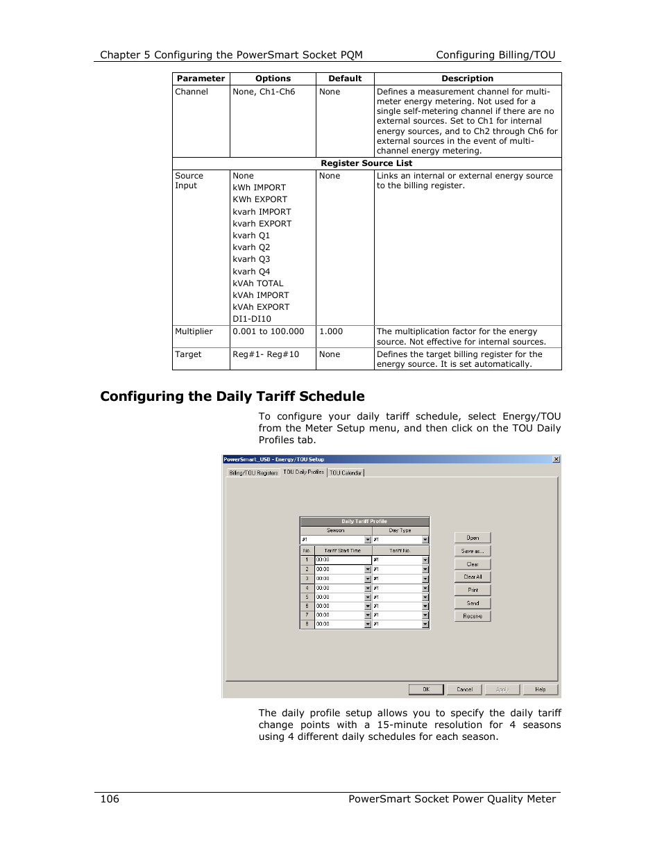 Configuring the daily tariff schedule | E-Mon E-PS-S-HV-RTU User Manual | Page 106 / 232