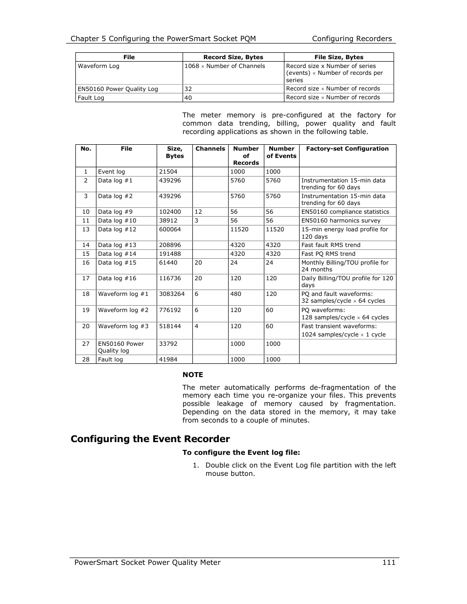 Configuring the event recorder | E-Mon E-PS-S-HV-RTU User Manual | Page 111 / 232