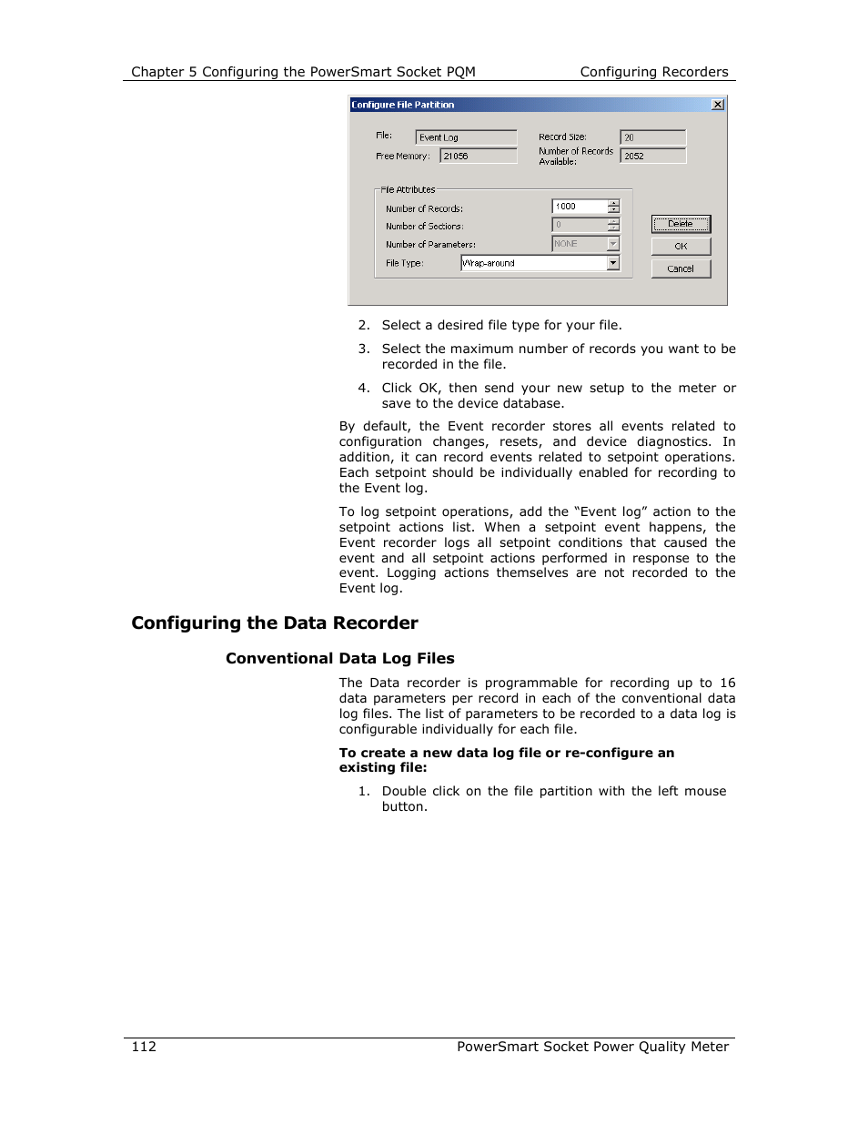 Configuring the data recorder | E-Mon E-PS-S-HV-RTU User Manual | Page 112 / 232