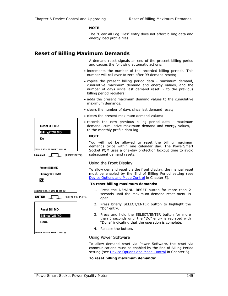 Reset of billing maximum demands | E-Mon E-PS-S-HV-RTU User Manual | Page 145 / 232