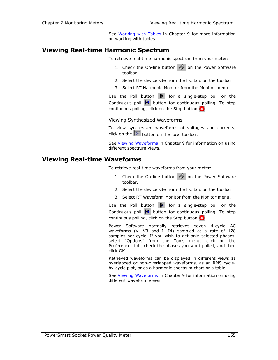 Viewing real-time harmonic spectrum, Viewing real-time waveforms | E-Mon E-PS-S-HV-RTU User Manual | Page 155 / 232