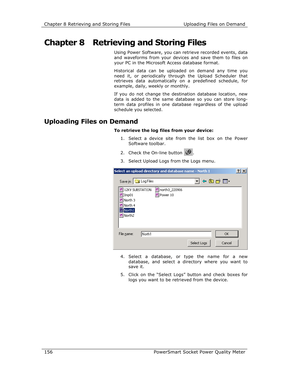 Chapter 8 retrieving and storing files, Uploading files on demand | E-Mon E-PS-S-HV-RTU User Manual | Page 156 / 232