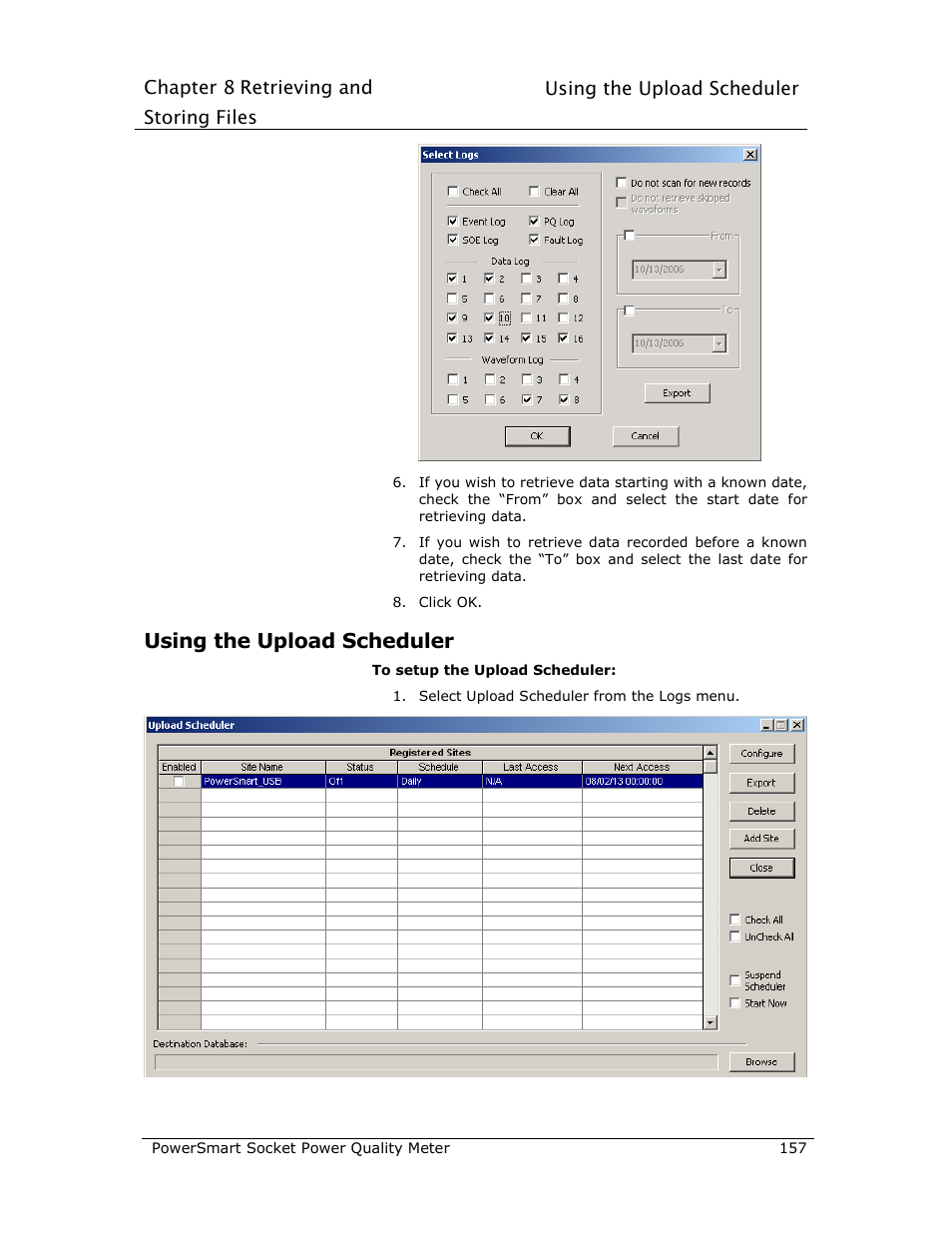 Using the upload scheduler | E-Mon E-PS-S-HV-RTU User Manual | Page 157 / 232