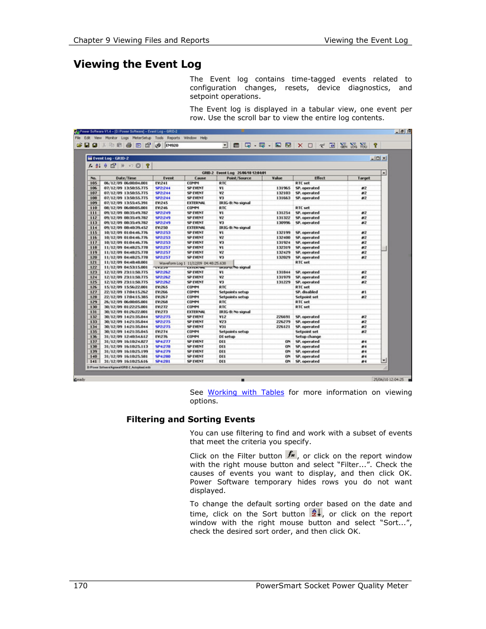 Viewing the event log | E-Mon E-PS-S-HV-RTU User Manual | Page 170 / 232
