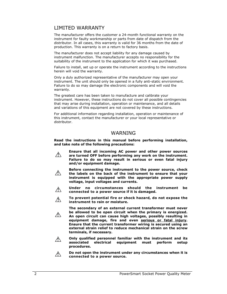 Limited warranty, Warning | E-Mon E-PS-S-HV-RTU User Manual | Page 2 / 232