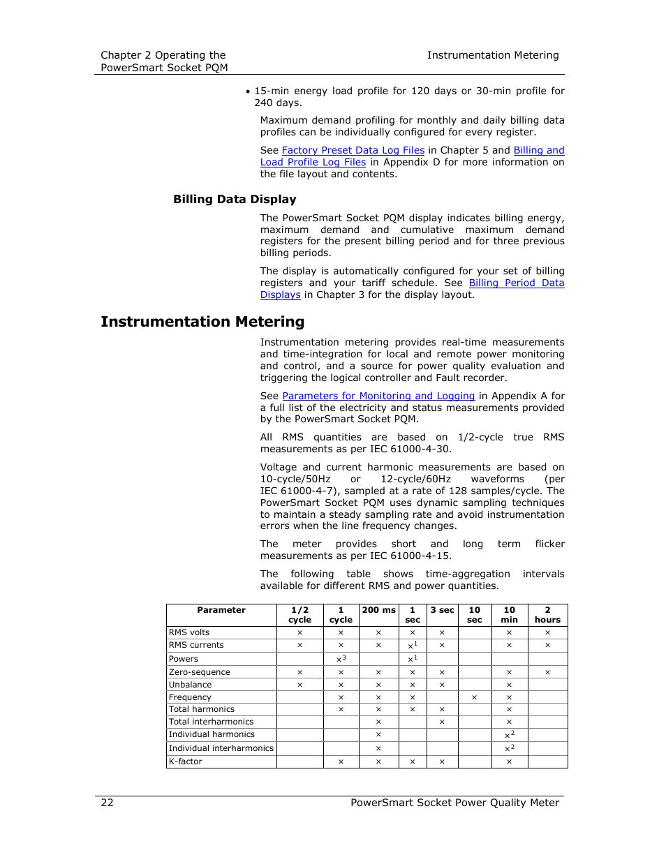 Instrumentation metering, Billing data display | E-Mon E-PS-S-HV-RTU User Manual | Page 22 / 232