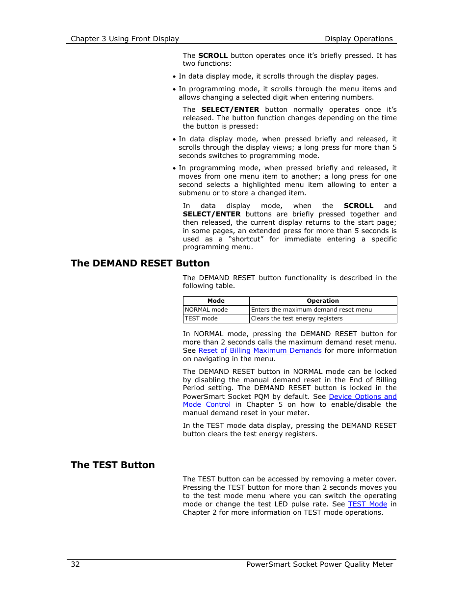The demand reset button, The test button | E-Mon E-PS-S-HV-RTU User Manual | Page 32 / 232