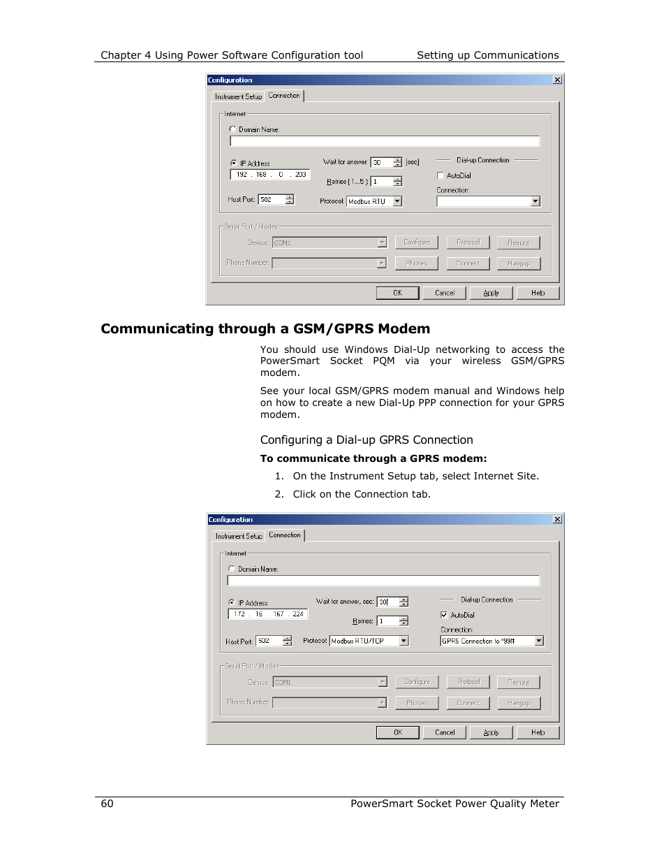 Communicating through a gsm/gprs modem | E-Mon E-PS-S-HV-RTU User Manual | Page 60 / 232