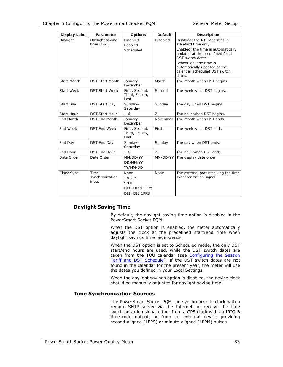 Daylight saving time, Time synchronization sources | E-Mon E-PS-S-HV-RTU User Manual | Page 83 / 232