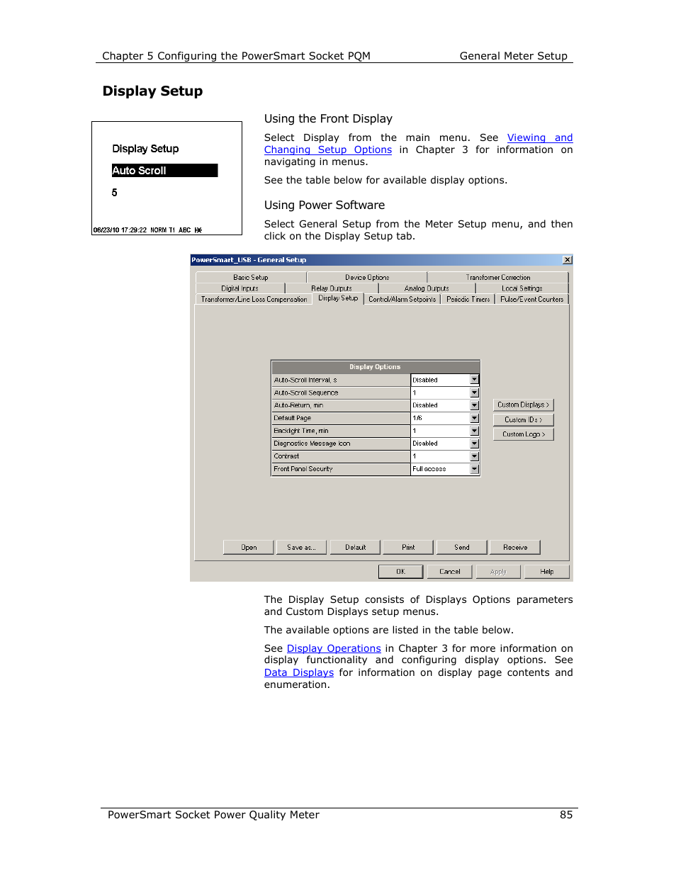 Display setup | E-Mon E-PS-S-HV-RTU User Manual | Page 85 / 232
