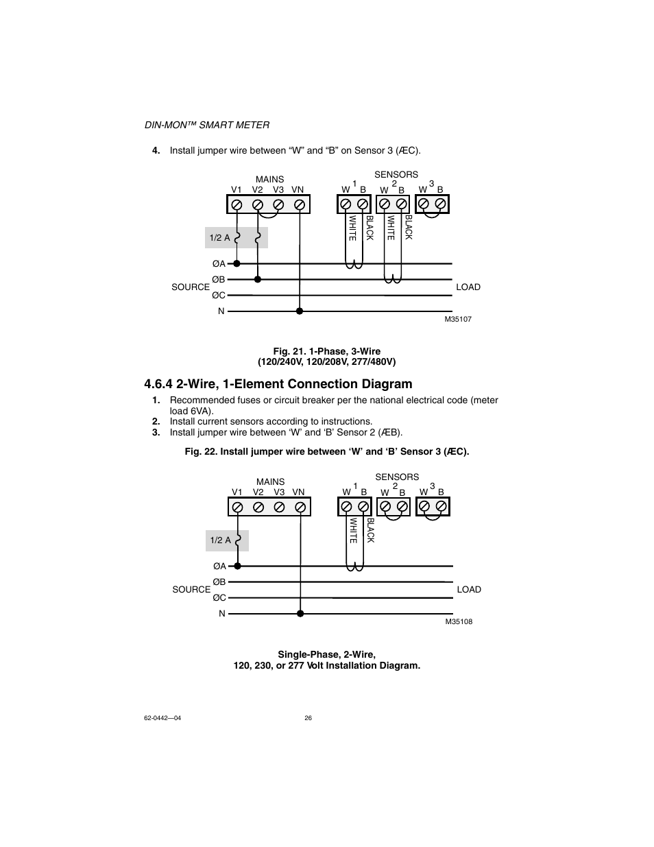 4 2-wire, 1-element connection diagram | E-Mon E-D5-600800-S*SPL3-V3KIT3 User Manual | Page 26 / 72