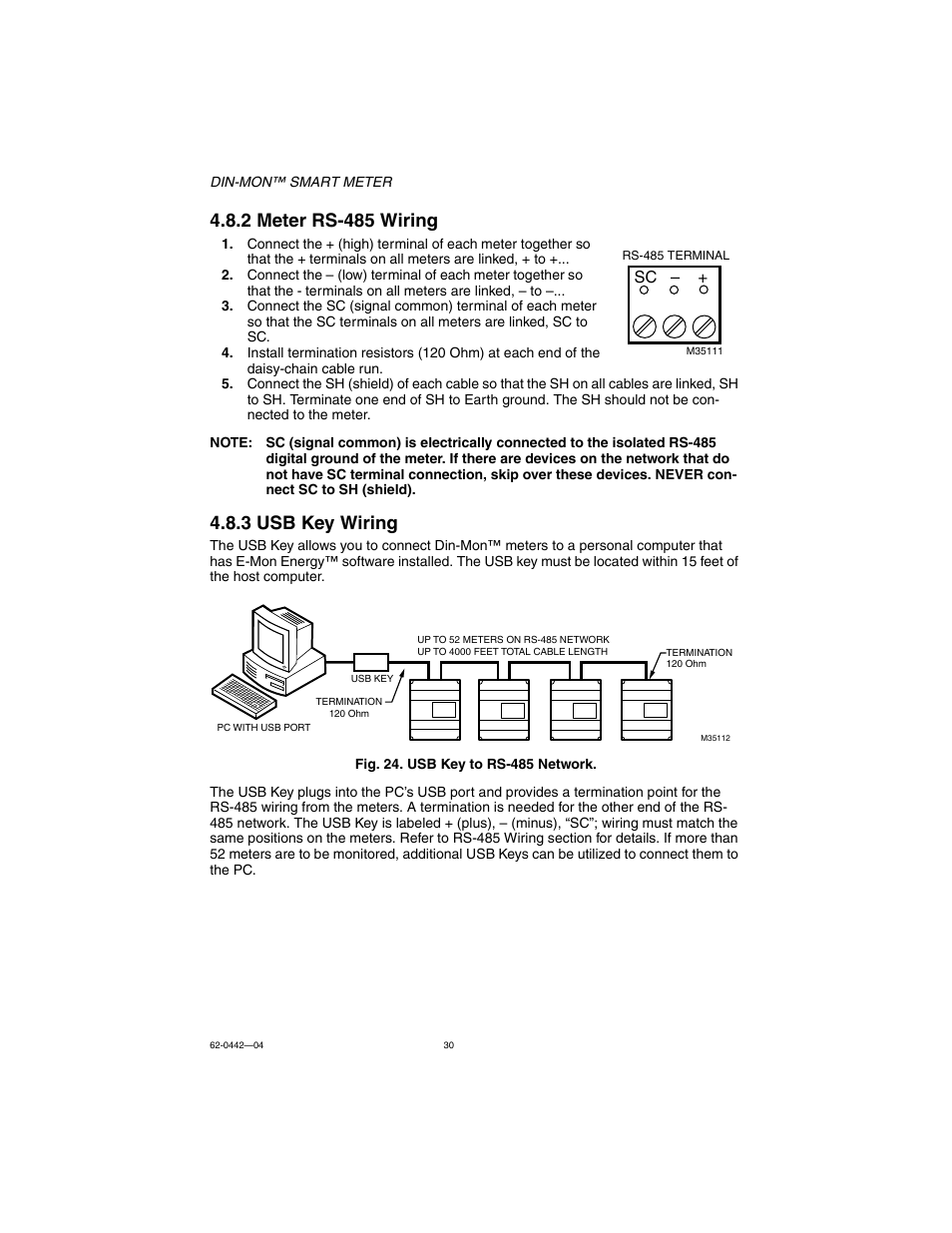 2 meter rs-485 wiring, 3 usb key wiring | E-Mon E-D5-600800-S*SPL3-V3KIT3 User Manual | Page 30 / 72