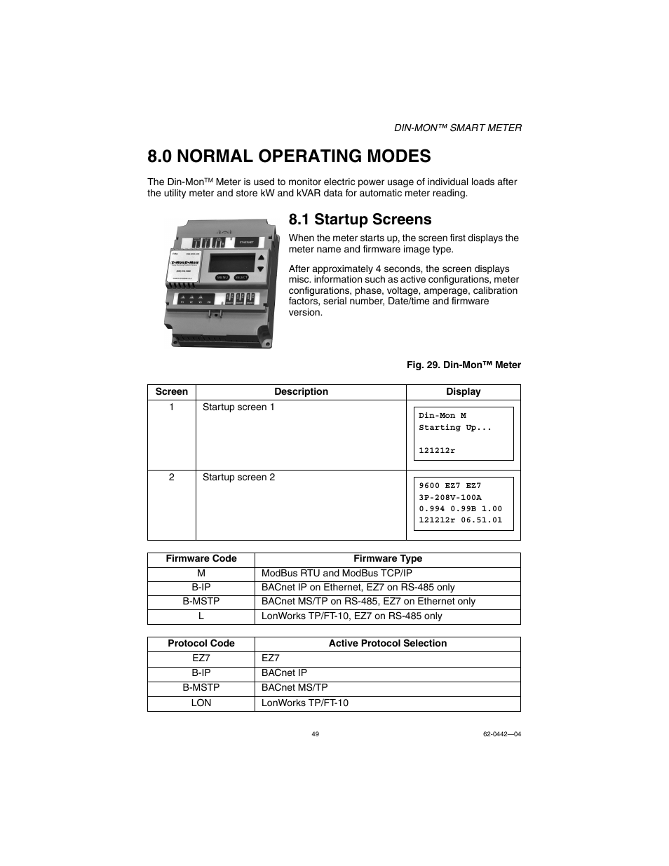 0 normal operating modes, 1 startup screens | E-Mon E-D5-600800-S*SPL3-V3KIT3 User Manual | Page 49 / 72
