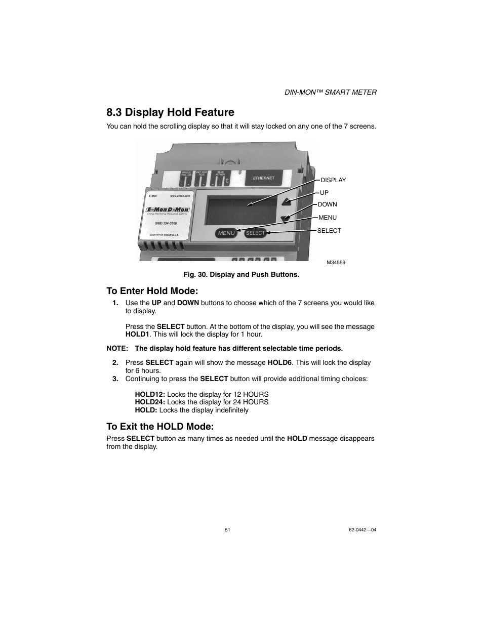 3 display hold feature | E-Mon E-D5-600800-S*SPL3-V3KIT3 User Manual | Page 51 / 72