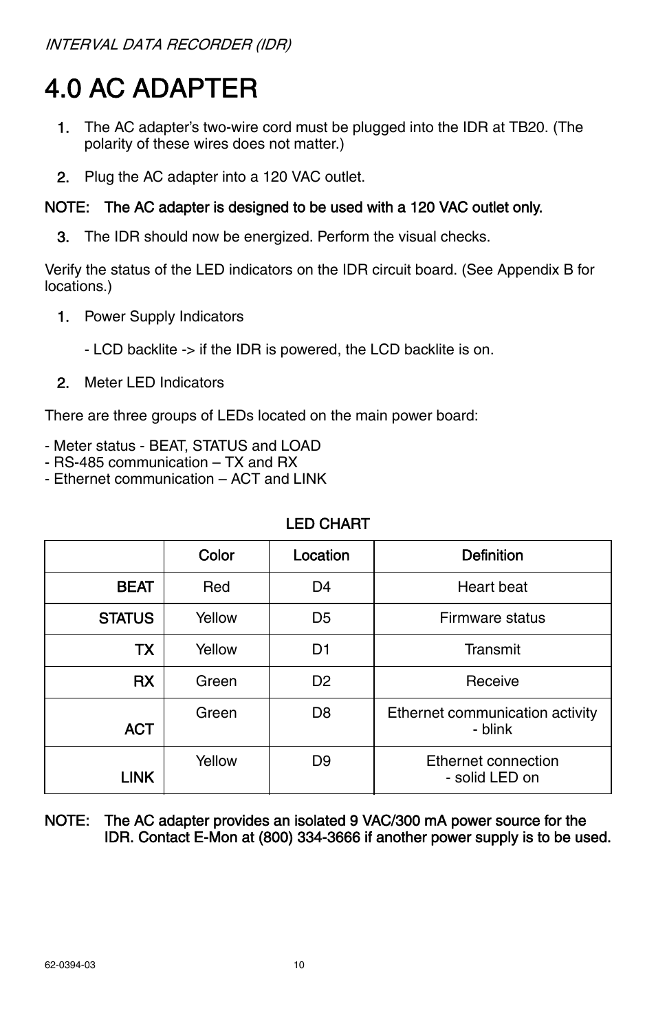 0 ac adapter | E-Mon EIDR-16J*RJ User Manual | Page 10 / 40