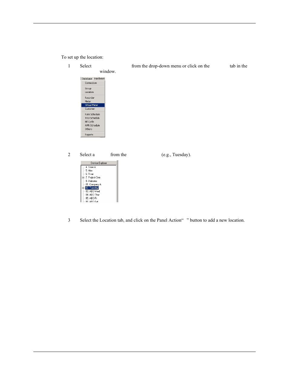 How do i create a location for the virtual meter | E-Mon Energy Software User Manual | Page 106 / 223