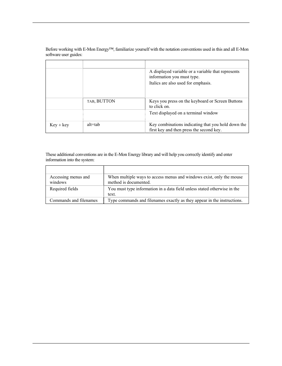 Notation conventions, Usage conventions | E-Mon Energy Software User Manual | Page 12 / 223